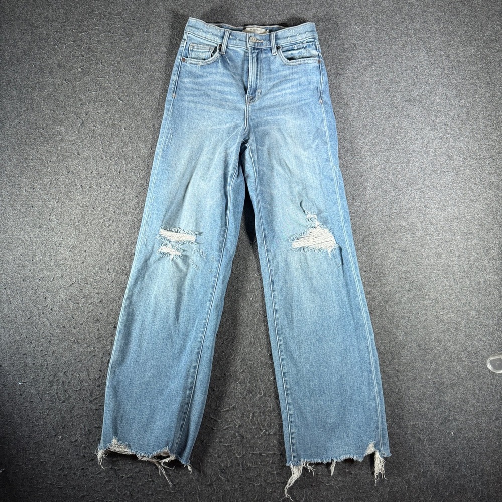 Hidden Jeans Los Angeles High Rise Wide Leg Distressed Raw Hem Jeans BK9396D-MDR